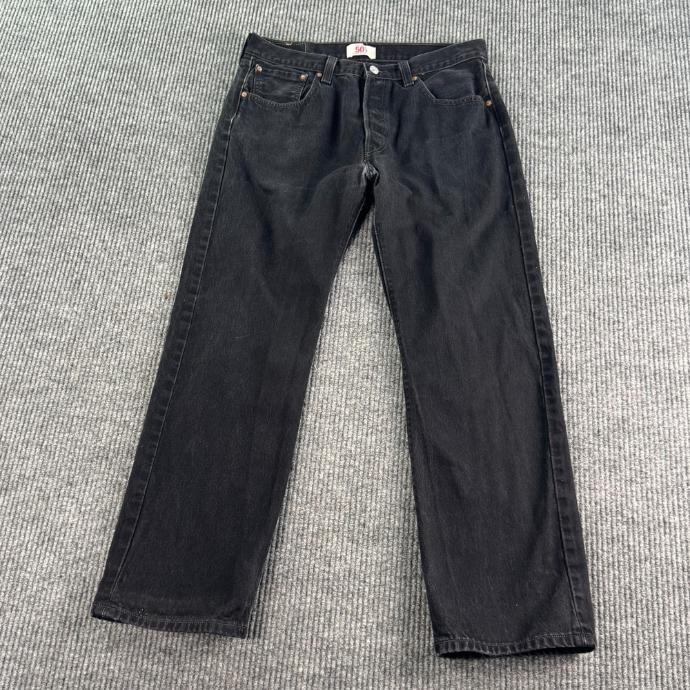 Levis 501 Jeans Men 34x30 Black Denim Classic Original Straight Button Fly
